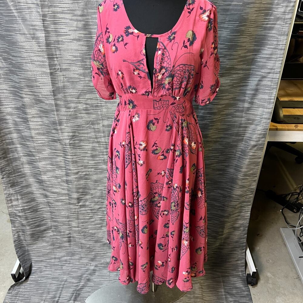 Free People Bonnie Butterfly Floral Midi Bohemian Dress Size 0